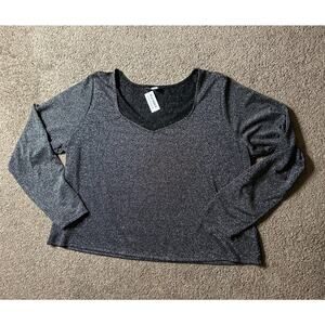 NWT Women’s 3X Old Navy Black Sparkle Long Sleeve Cropped Blouse